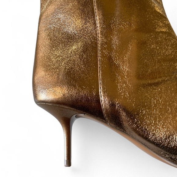 Zara Metallic Golden Bronze Kitten Heel Boots Almond Toe Size US 6 EU36 Y2K NWT - Picture 6 of 15
